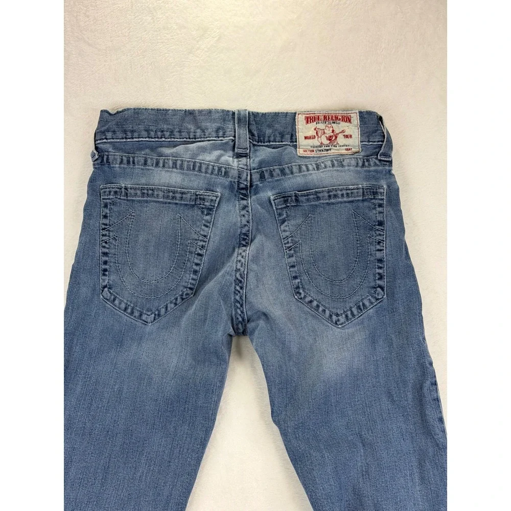 True Religion Mens Straight Leg Jeans Blue Medium Wash Denim Size 32x27